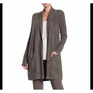 Barefoot Dreams Womens Mid Length Cardigan Cocoa Bamboo Chic Lite Size Large New